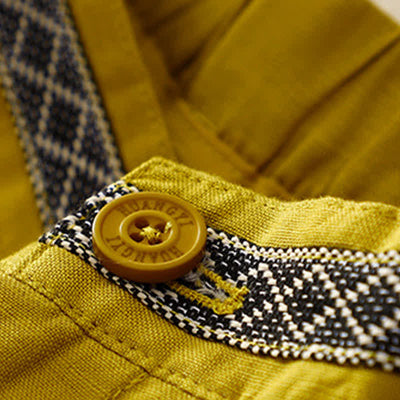Buddha Stones Solid Color Front Button Back Elastic Women's Pants With Pockets - image 11