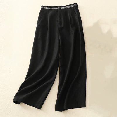 Buddha Stones Solid Color Front Button Back Elastic Women's Pants With Pockets - Black - US8-10，UK/AU12-14，EU40-42 (2XL) - image 27