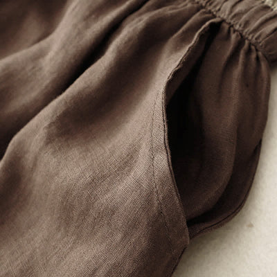 Buddha Stones Vintage Solid Embroidery Drawstring Women's Skirt With Pockets - image 16