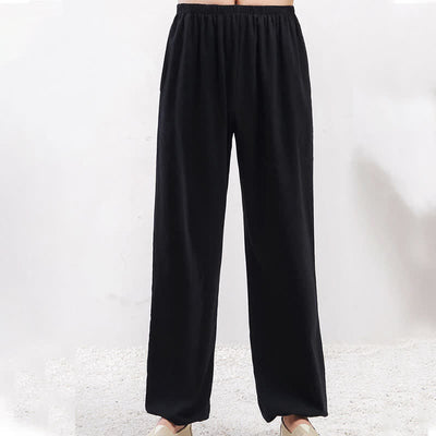 Buddha Stones Summer Solid Color Unisex Elastic Waist Tai Chi Qigong Practice Pants With Pockets - image 12