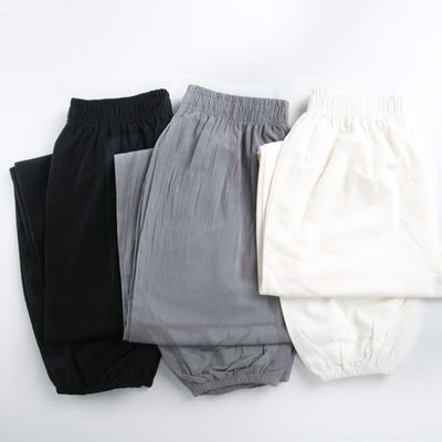 Buddha Stones Summer Solid Color Unisex Elastic Waist Tai Chi Qigong Practice Pants With Pockets - image 14