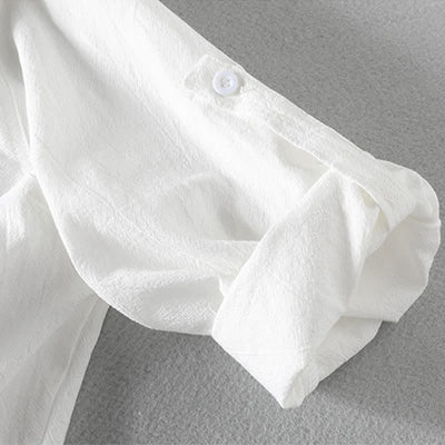 Buddha Stones Summer Solid Men's Buttons Half Sleeve Shirt - image 12