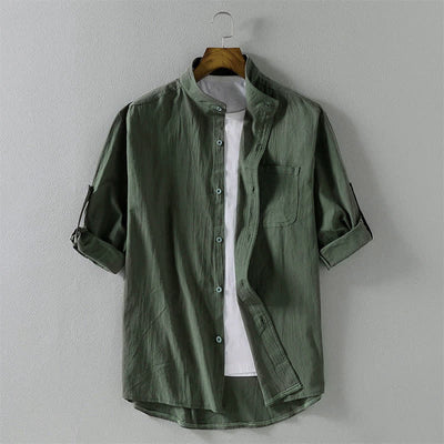 Buddha Stones Summer Solid Men's Buttons Half Sleeve Shirt - DarkSeaGreen - US/UK/AU46，EU56 (5XL) - image 16