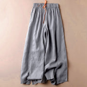 Foviel Casual Slit Hem Women's 7-8 Length Wide Leg Pants With Pockets
