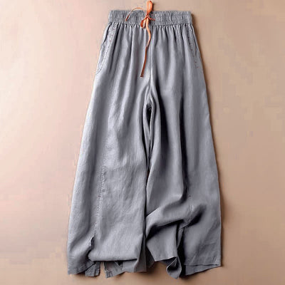 Buddha Stones Casual Slit Hem Women's 7-8 Length Wide Leg Pants With Pockets - LightSteelBlue - US8-10，UK/AU12-14，EU40-42 (2XL) - image 10