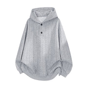 Foviel Fall Winter Buttons Twisted Design Long Sleeve Men's Hoodie