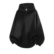 Foviel Fall Winter Buttons Twisted Design Long Sleeve Men's Hoodie