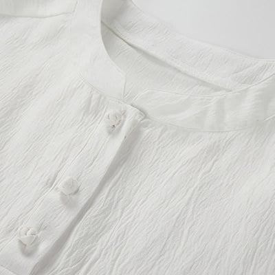 Buddha Stones Summer Tang Style Casual Mandarin Collar Embroidery Crane Men's Short Sleeve Shirts - image 5
