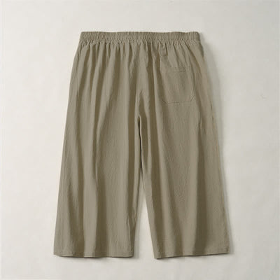Buddha Stones Summer Casual Minimalist Drawstring Solid Capri Pants Men's Straight Leg Pants With Pocket - image 1