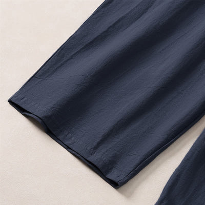 Buddha Stones Summer Casual Minimalist Drawstring Solid Capri Pants Men's Straight Leg Pants With Pocket - image 14