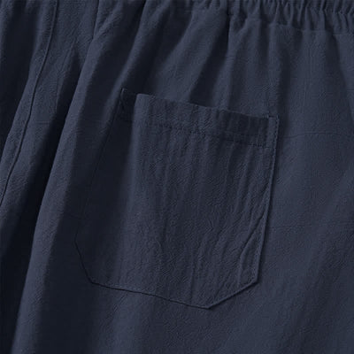 Buddha Stones Summer Casual Minimalist Drawstring Solid Capri Pants Men's Straight Leg Pants With Pocket - image 13