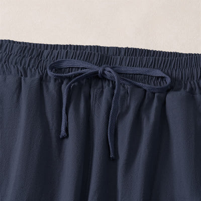 Buddha Stones Summer Casual Minimalist Drawstring Solid Capri Pants Men's Straight Leg Pants With Pocket - image 11