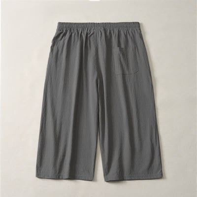 Buddha Stones Summer Casual Minimalist Drawstring Solid Capri Pants Men's Straight Leg Pants With Pocket - image 17