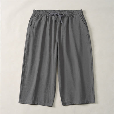 Buddha Stones Summer Casual Minimalist Drawstring Solid Capri Pants Men's Straight Leg Pants With Pocket - DimGray - US/UK/AU44, EU54 (3XL) - image 16
