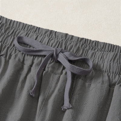 Buddha Stones Summer Casual Minimalist Drawstring Solid Capri Pants Men's Straight Leg Pants With Pocket - image 19