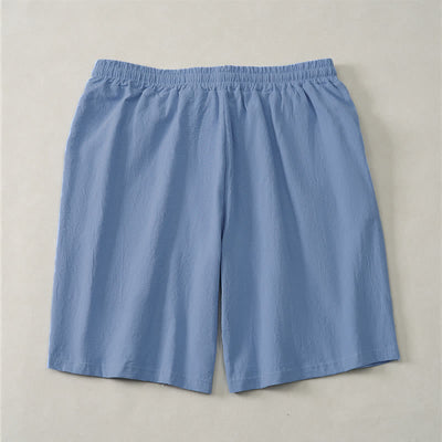 Buddha Stones Summer Casual Drawstring Solid Cotton Men's Shorts With Pockets - image 1