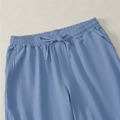 Buddha Stones Summer Casual Drawstring Solid Cotton Men's Shorts With Pockets - image 2