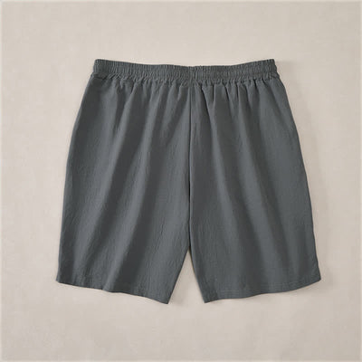 Buddha Stones Summer Casual Drawstring Solid Cotton Men's Shorts With Pockets - image 8