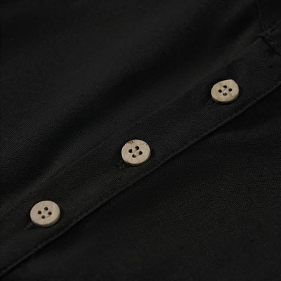 Buddha Stones Summer Casual Tang Style Mandarin Collar Solid Men's Short Sleeve Shirts With Pocket - image 15