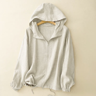 Buddha Stones Summer Casual Minimalist Drawstring Solid Women's Long Sleeve Shirts With Pocket - Beige - US8-10, UK/AU12-14, EU40-42 (2XL) - image 0