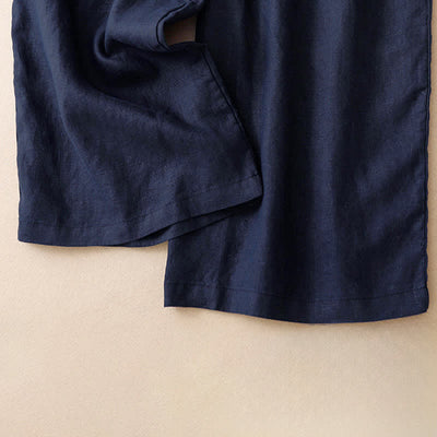 Buddha Stones Summer Casual Minimalist Button-Up Solid Ankle Pants Women's Wide Leg Pants With Pocket - image 10