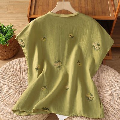 Buddha Stones Summer Casual Tang Style Mandarin Collar Embroidery Floral Tank Top Women's Sleeveless Shirts - image 16