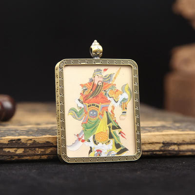 Buddha Stones Copper Lord Guan Protection Braided Tassel Thangka Necklace - image 22