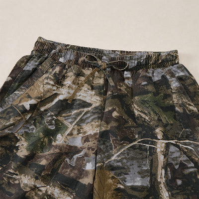 Buddha Stones Summer Casual Athletic Drawstring Camouflage Leaves Cotton Ramie Men's Shorts With Pockets - image 14