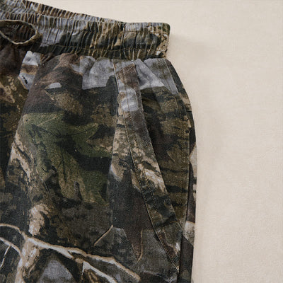 Buddha Stones Summer Casual Athletic Drawstring Camouflage Leaves Cotton Ramie Men's Shorts With Pockets - image 16