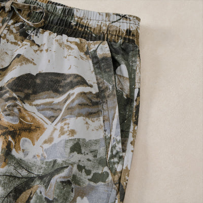 Buddha Stones Summer Casual Athletic Drawstring Camouflage Leaves Cotton Ramie Men's Shorts With Pockets - image 6