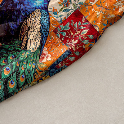 Buddha Stones Summer Casual Peacock Floral Patchwork Pattern Women's Summer Sleeveless Midi Dress With Pockets - image 3
