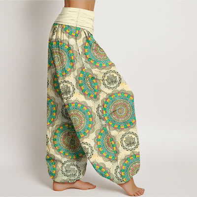 Buddha Stones Cotton Boho Mandala Pattern Women's Elastic Waist Harem Pants - image 1
