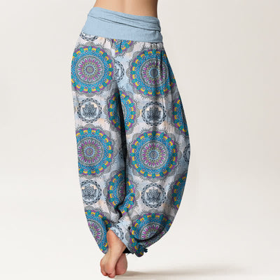 Buddha Stones Cotton Boho Mandala Pattern Women's Elastic Waist Harem Pants - image 7