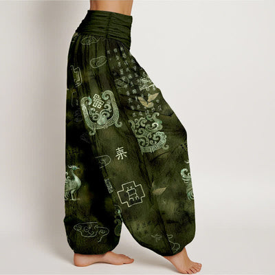 Buddha Stones Cotton Phoenix Cloud Pattern Women's Elastic Waist Harem Pants - image 6