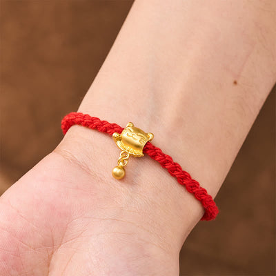 Buddha Stones Tibetan Red String Copper Lucky Cat Drop Ball Pendant Hand-Woven Protection Bracelet - image 15