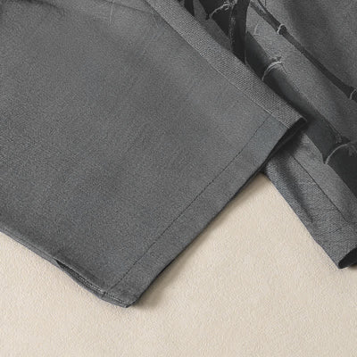 Buddha Stones Pure Cotton Ink Bamboo Pattern Drawstring Men's Tapered Pants With Pockets - image 5