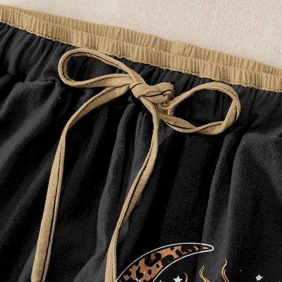 Buddha Stones Pure Cotton Celestial Sun Moon Pattern Women's Elastic Waist Pants With Pockets - image 1
