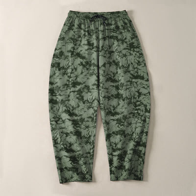 Buddha Stones Pure Cotton Dark Marble Camo Pattern Drawstring Men's Tapered Pants With Pockets - image 9