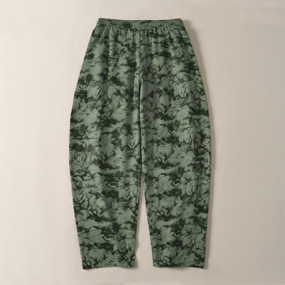 Buddha Stones Pure Cotton Dark Marble Camo Pattern Drawstring Men's Tapered Pants With Pockets - image 10