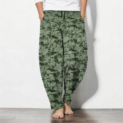 Buddha Stones Pure Cotton Dark Marble Camo Pattern Drawstring Men's Tapered Pants With Pockets - OliveDrab - US/UK/AU50，EU60 (5XL) - image 7