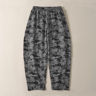 Buddha Stones Pure Cotton Dark Marble Camo Pattern Drawstring Men's Tapered Pants With Pockets - image 14