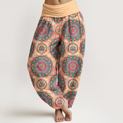 Buddha Stones Cotton Boho Mandala Pattern Women's Elastic Waist Harem Pants - PeachPuff - US16，UK/AU20，EU48 (3XL) - image 8