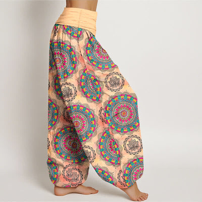 Buddha Stones Cotton Boho Mandala Pattern Women's Elastic Waist Harem Pants - image 9
