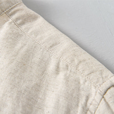 Buddha Stones Summer Solid Color Men's Half Button Short Sleeve Cotton Linen Shirt - image 7