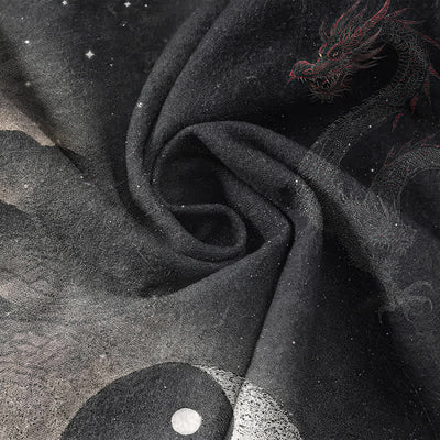 Buddha Stones Cotton Yin Yang Cloud Pattern Men's Short Sleeve Half Button Shirt - image 4