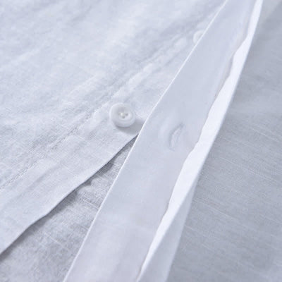Buddha Stones Spring Casual Mandarin Collar Button-Up Solid Cotton Linen Men's Long Sleeve Shirts - image 19