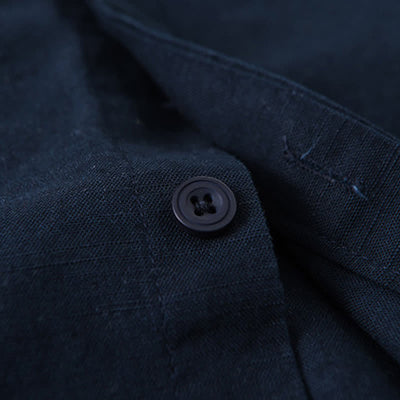 Buddha Stones Spring Casual Mandarin Collar Button-Up Solid Cotton Linen Men's Long Sleeve Shirts - image 11