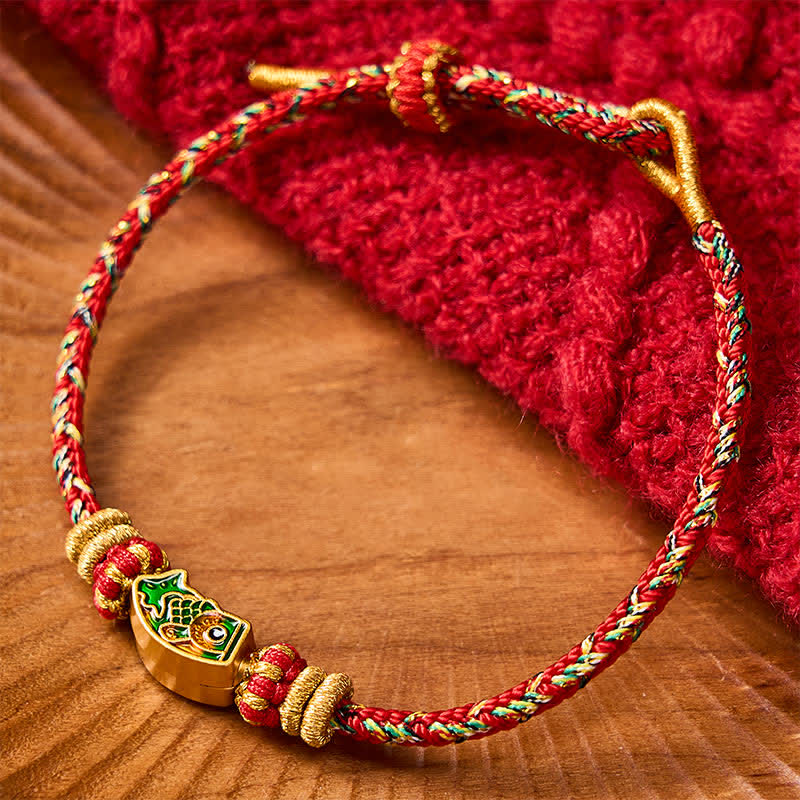 Buddha Stones Hand-Woven String Koi Fish Strength Rope Bracelet - Red(Wrist Circumference: 5.5-7.5 in / 14-19cm) - image 10