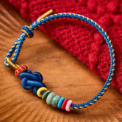 Buddha Stones Hand-Woven Chinese Knotting Luck Jade String Bracelet - Blue(Wrist Circumference: 5.9-7.5 in / 15-19cm) - image 9
