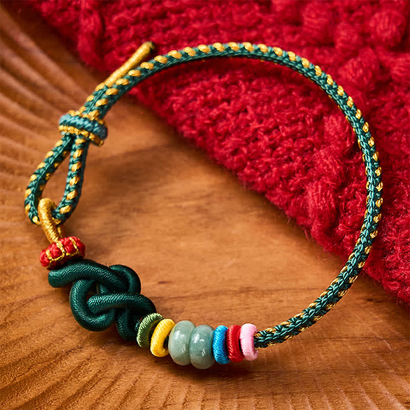 Buddha Stones Hand-Woven Chinese Knotting Luck Jade String Bracelet - Green(Wrist Circumference: 5.9-7.5 in / 15-19cm) - image 14